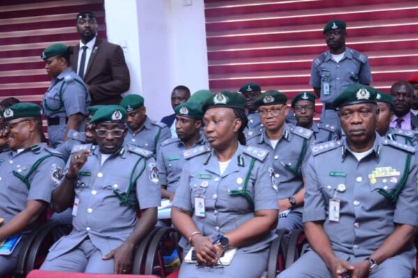 Nigeria Customs officers during an official parade ahead of a major retirement exercise.