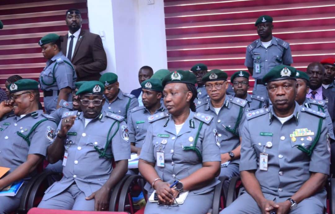 Nigeria Customs officers during an official parade ahead of a major retirement exercise.
