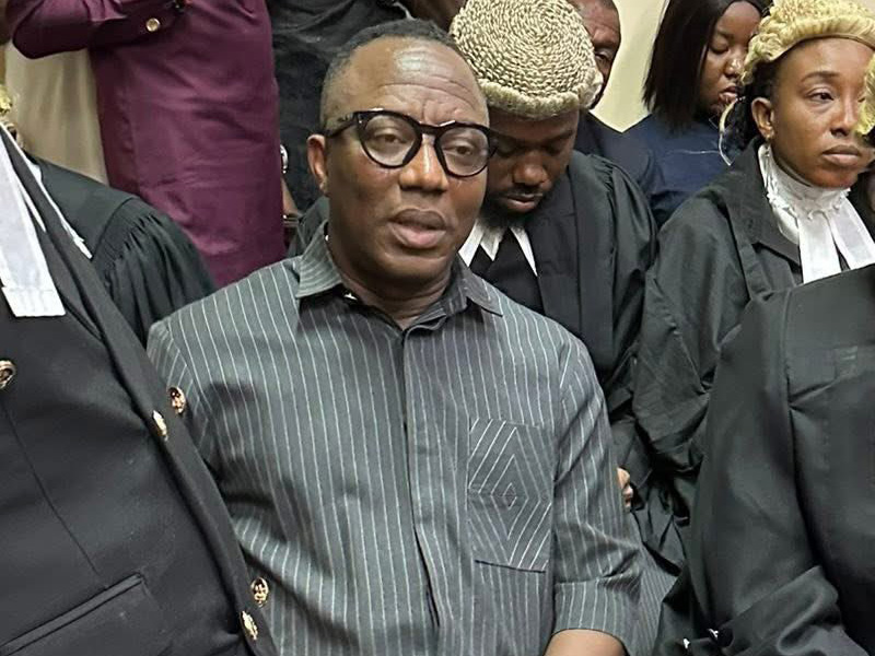 Omoyele Sowore arriving at the Federal High Court in Abuja during his cybercrime trial.