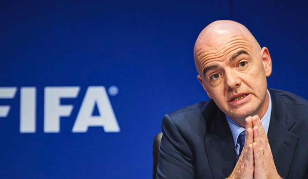 FIFA President Gianni Infantino during a FIFA event as the governing body announces plans to sell a minority stake in World Cup commercial operations.
