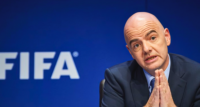 FIFA President Gianni Infantino during a FIFA event as the governing body announces plans to sell a minority stake in World Cup commercial operations.