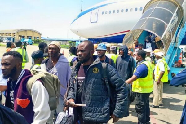 Nigeria South Africa evacuation graphic showing Air Peace flight returning 270 citizens amid xenophobic attacks