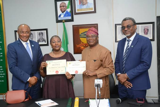 NRC and LAMATA officials at the presentation of the NRC Lagos rail licence ceremony in Lagos.