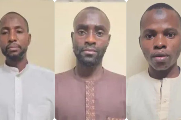 Three convicted men sentenced to life imprisonment over the abduction of pupils and teachers in Oyo State appearing before the Federal High Court in Abuja.