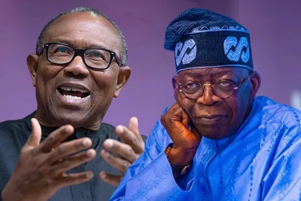 Peter Obi speaking about President Bola Tinubu and the 2027 general election during a television interview.