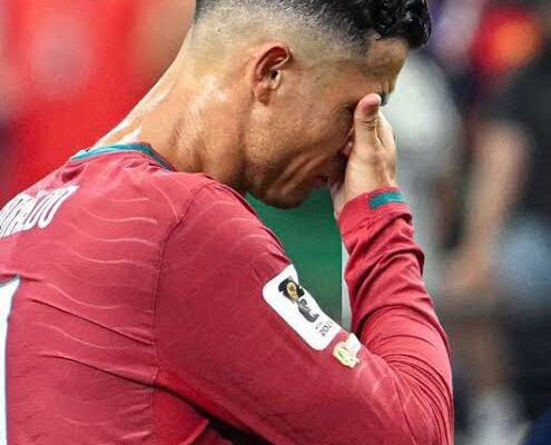 Ronaldo Euro 2016 World Cup exit graphic showing Portugal's elimination by Spain