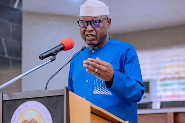 Governor Biodun Oyebanji and Senate Leader Opeyemi Bamidele discuss the state police Nigeria reform at the State House, Abuja.