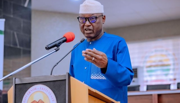 Governor Biodun Oyebanji and Senate Leader Opeyemi Bamidele discuss the state police Nigeria reform at the State House, Abuja.