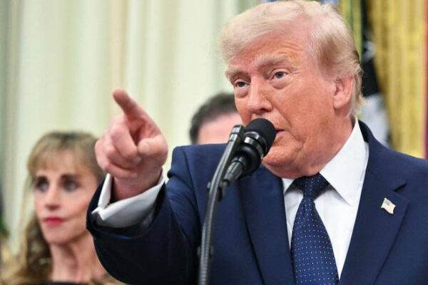 Donald Trump speaking at Oval Office event referencing Belgium rigged World Cup remark