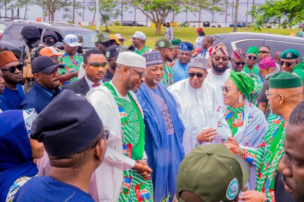 Governor Dikko Radda joins First Lady Oluremi Tinubu and Ogun Governor Dapo Abiodun at a project commissioning in Ogun State.