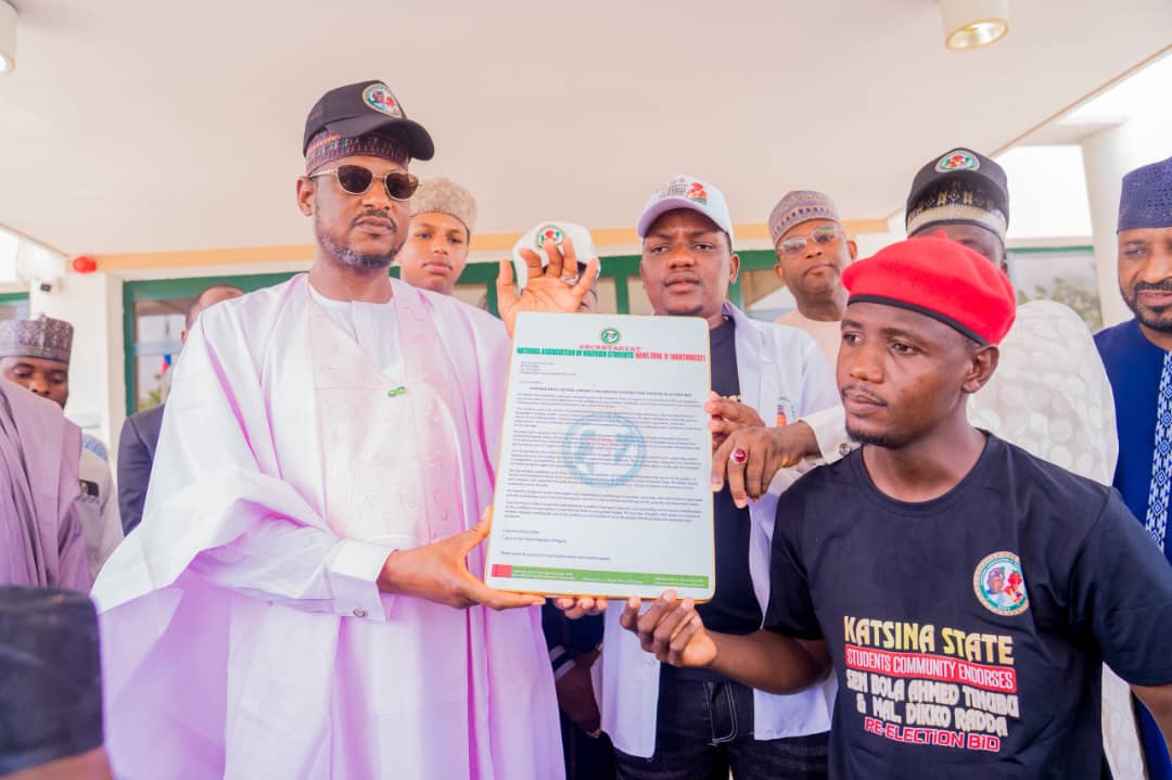 Governor Dikko Radda receives NANS Zone A leaders during a solidarity rally in Katsina.