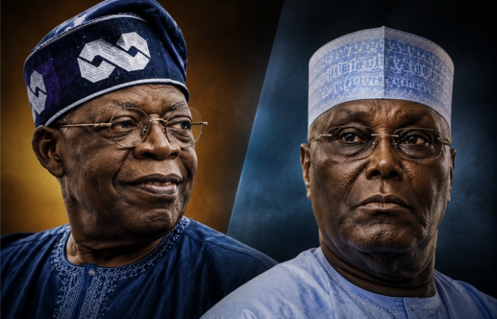 Atiku Abubakar and President Bola Tinubu amid political dispute over fuel subsidy and power funds