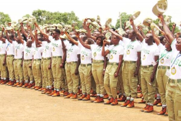 NYSC corps members during their swearing-in ceremony at the Ebonyi orientation camp in Afikpo.