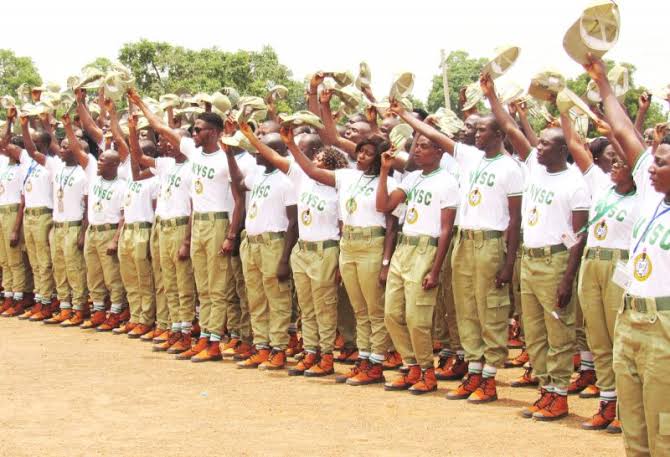 NYSC corps members during their swearing-in ceremony at the Ebonyi orientation camp in Afikpo.