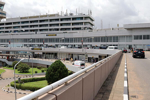 Firefighters responding to a fire incident at Terminal 2 of Murtala Muhammed International Airport in Lagos.