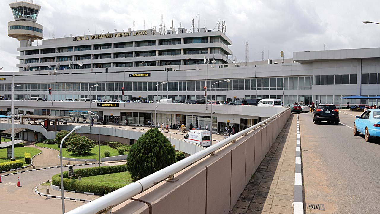 Firefighters responding to a fire incident at Terminal 2 of Murtala Muhammed International Airport in Lagos.
