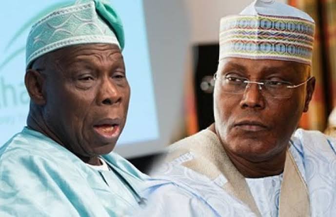 Former President Olusegun Obasanjo speaking about Atiku Abubakar during an event in Lagos.