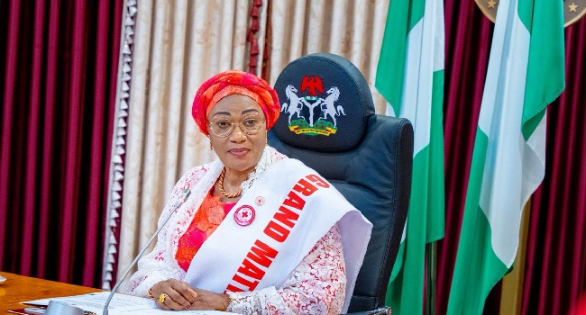 Oluremi Tinubu during a visit to Ogun State for the National Community Food Bank programme