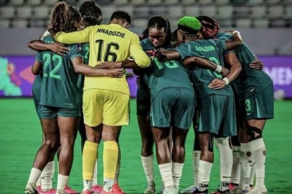 Super Falcons players during Nigeria’s WAFCON play-off defeat to South Africa