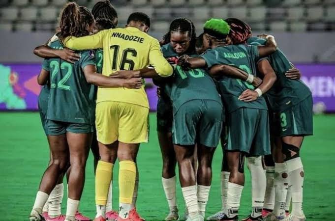 Super Falcons players during Nigeria’s WAFCON play-off defeat to South Africa