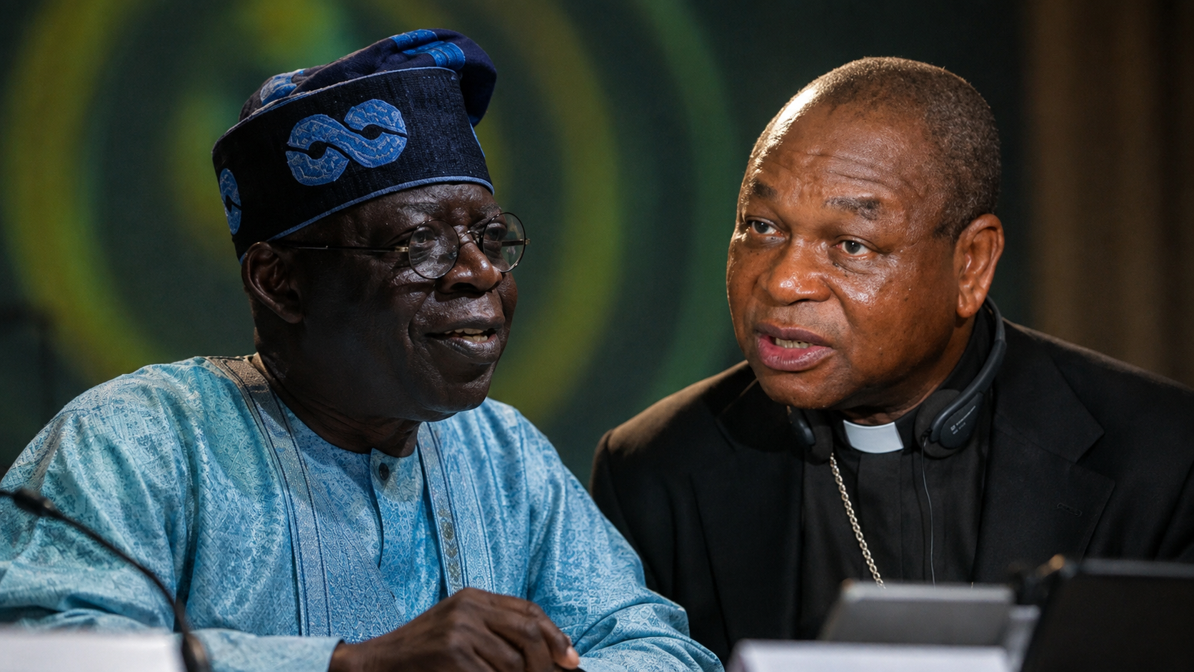 President Bola Tinubu meeting members of the Catholic Bishops' Conference of Nigeria at the Presidential Villa.