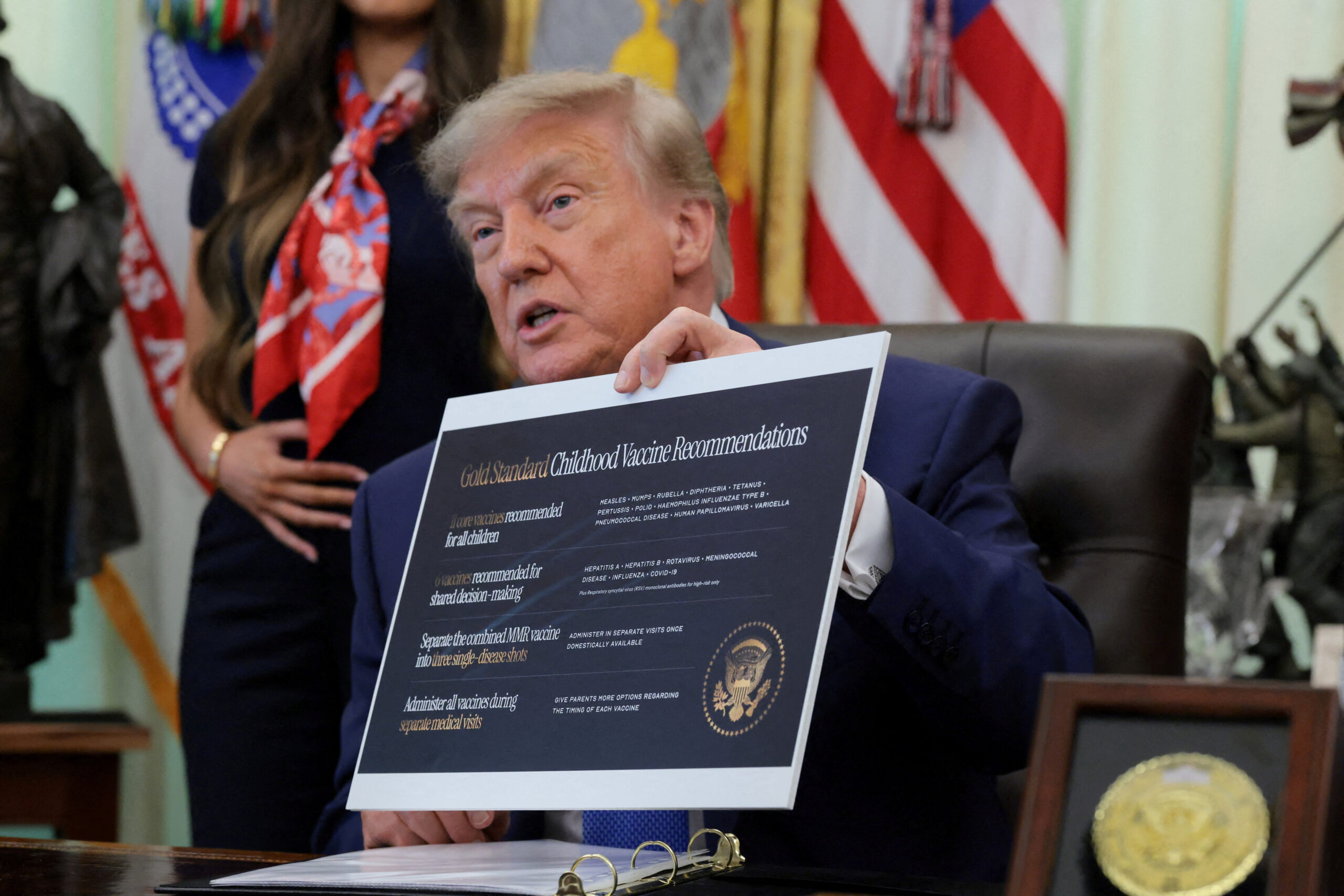 Donald Trump signs executive order on childhood vaccine policy at the White House