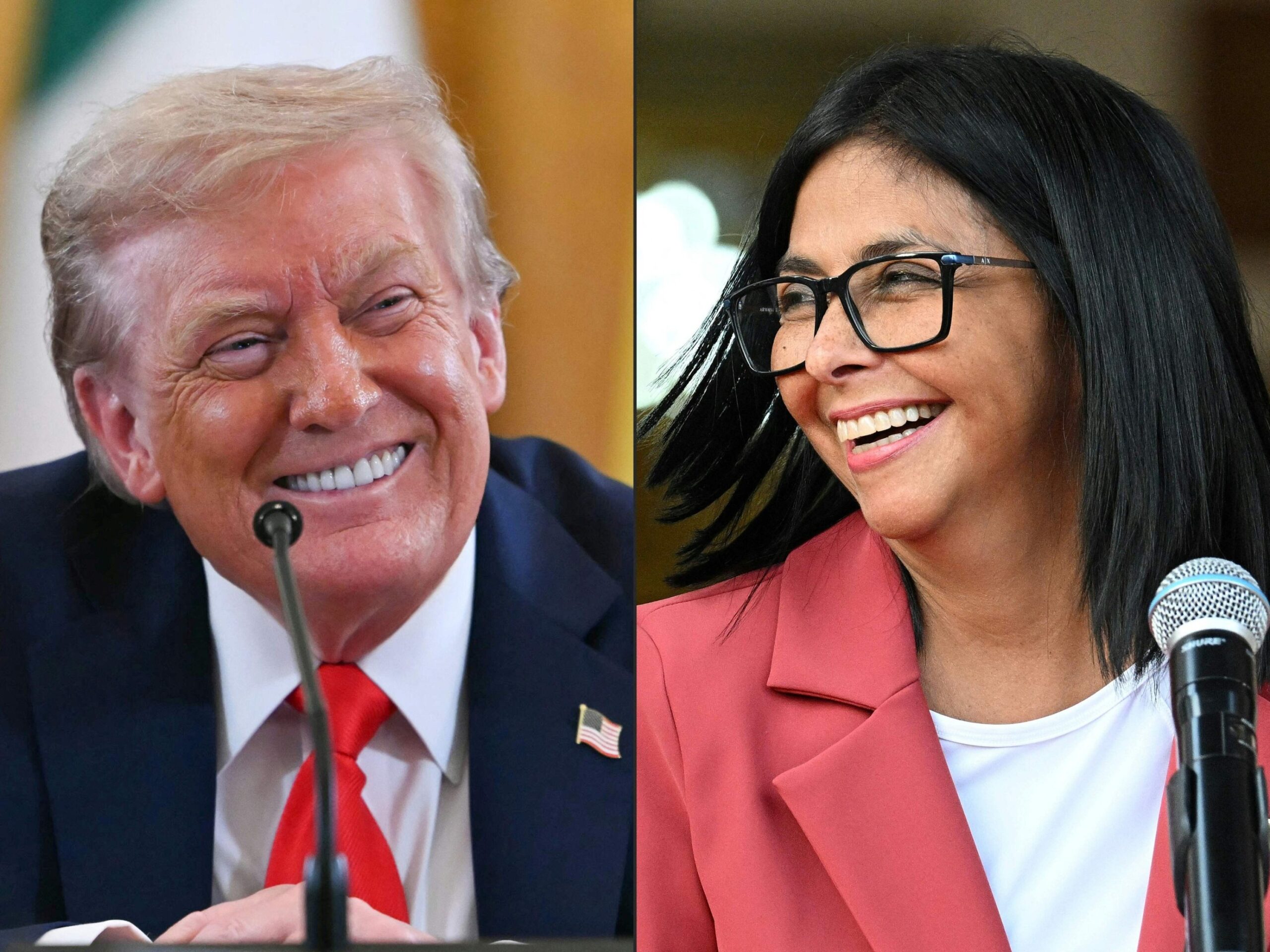 Venezuela interim leader Delcy Rodriguez and US President Donald Trump amid the US Venezuela oil deal