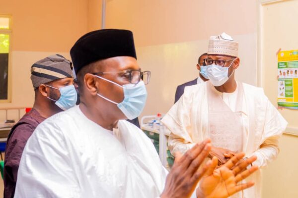Governor Dikko Radda and Health Minister Muhammad Ali Pate inspect facilities at General Amadi Rimi Specialist Hospital in Katsina.