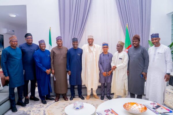 Governor Dikko Radda with NCC and MTN Nigeria officials during a digital infrastructure meeting in Katsina