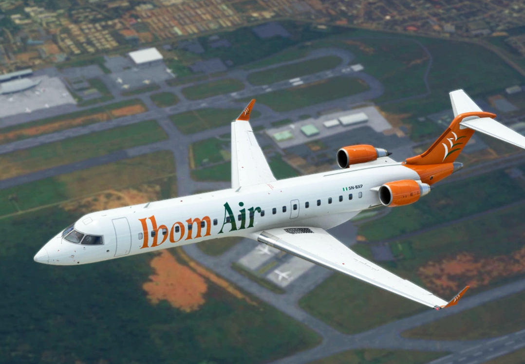 Ibom Air aircraft at Victor Attah International Airport in Uyo, Akwa Ibom State.