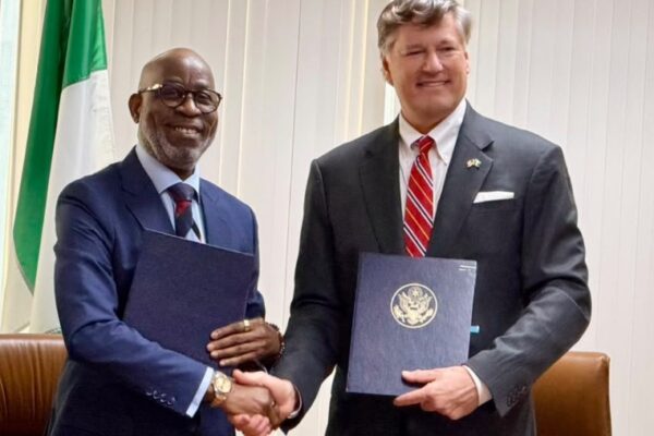Dele Alake and Christopher Landau at the Nigeria-US solid minerals agreement signing in New York