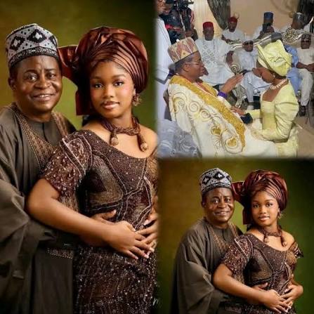 Former Kogi East senator Emmanuel Ocheja and his new wife Winifred at their wedding ceremony
