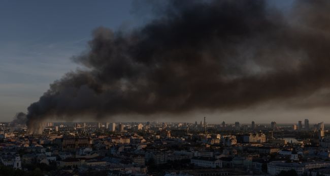 Smoke rises over Kyiv following renewed Russian air strikes on Ukraine