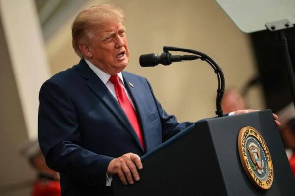 Donald Trump speaks at the Pentagon during the 25th anniversary of the September 11 attacks