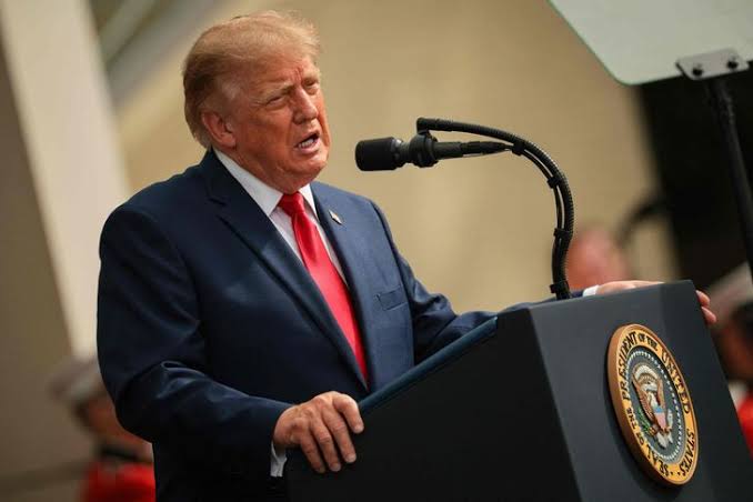 Donald Trump speaks at the Pentagon during the 25th anniversary of the September 11 attacks