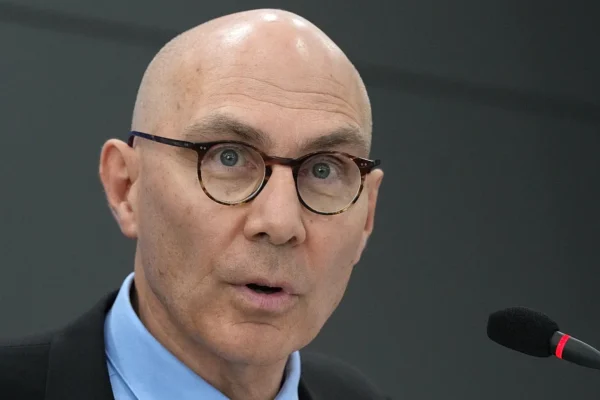 UN rights chief Volker Turk speaking about artificial intelligence risks