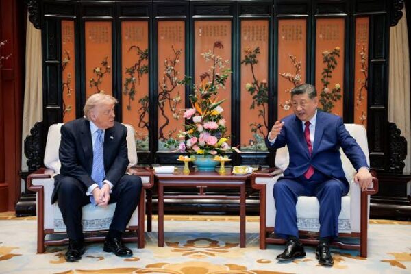 Chinese President Xi Jinping and US President Donald Trump during diplomatic talks